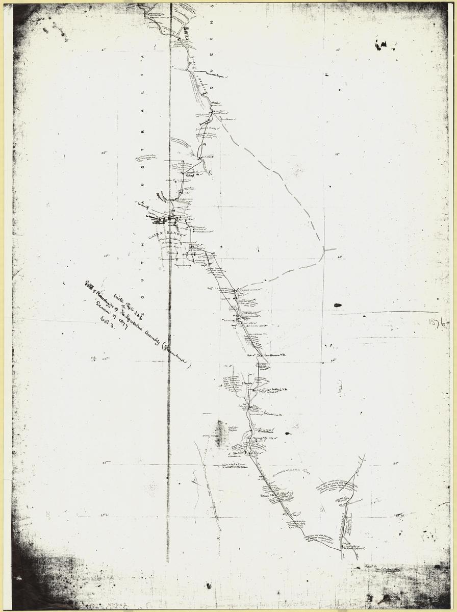 [Carr Boyd 1880 Queensland border] : [return part of route traversed by North-Western Exploration Party led by W.O. Hodgkinson 1876, The Bluffs to Lake Mary] / traced by Clemt. L. Wragge