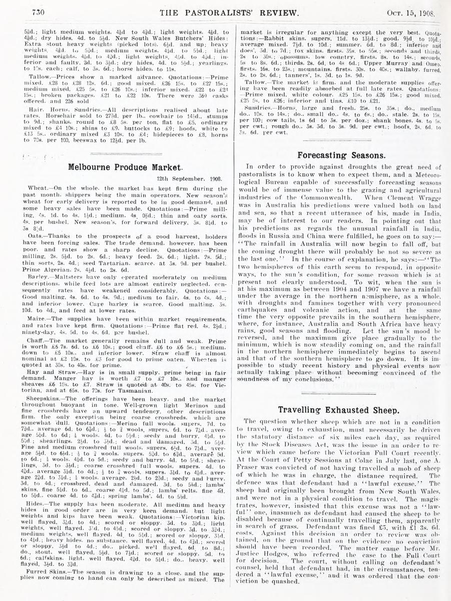 Forecasting Seasons. (15 October 1908)