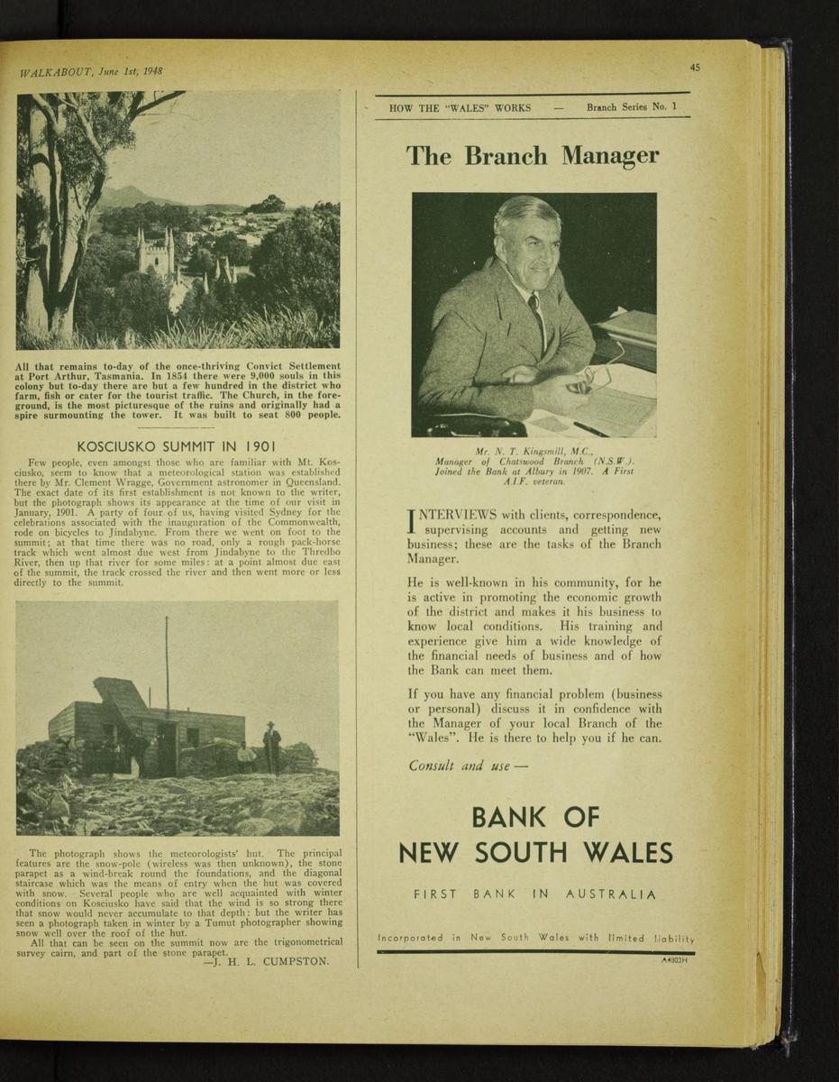 KOSCIUSKO SUMMIT IN 1901 (1 June 1948)