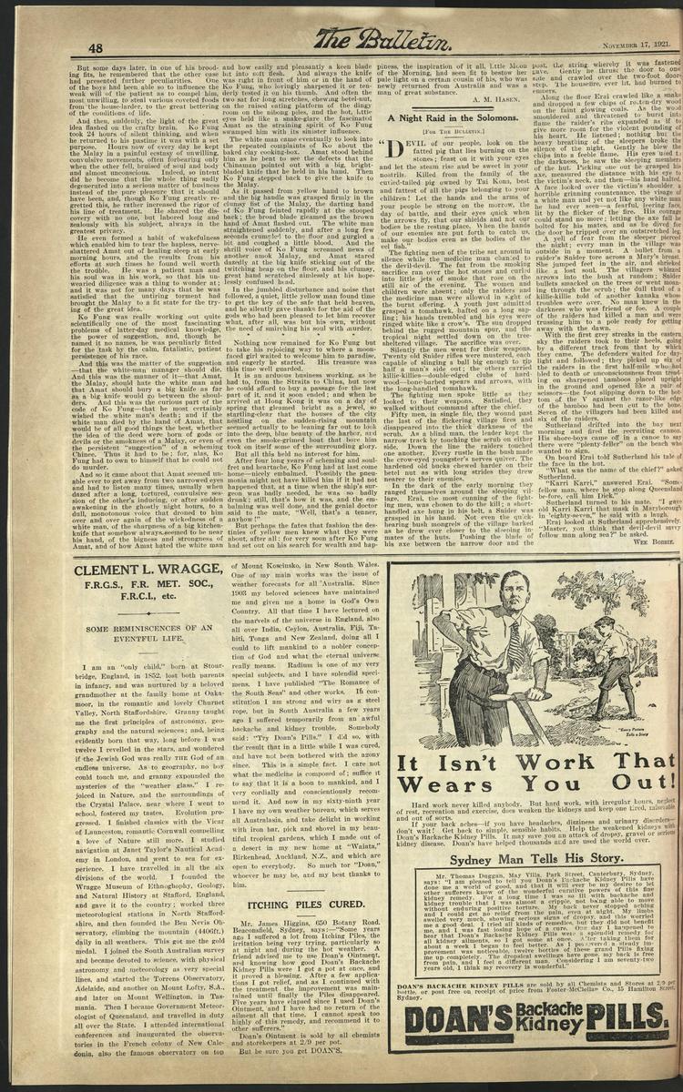 CLEMENT L. WRAGGE, F.R.G.S., F.R. MET. SOC., F.R.C.I., etc. SOME REMINISCENCES OF AN EVENTFUL LIFE. (17 November 1921)