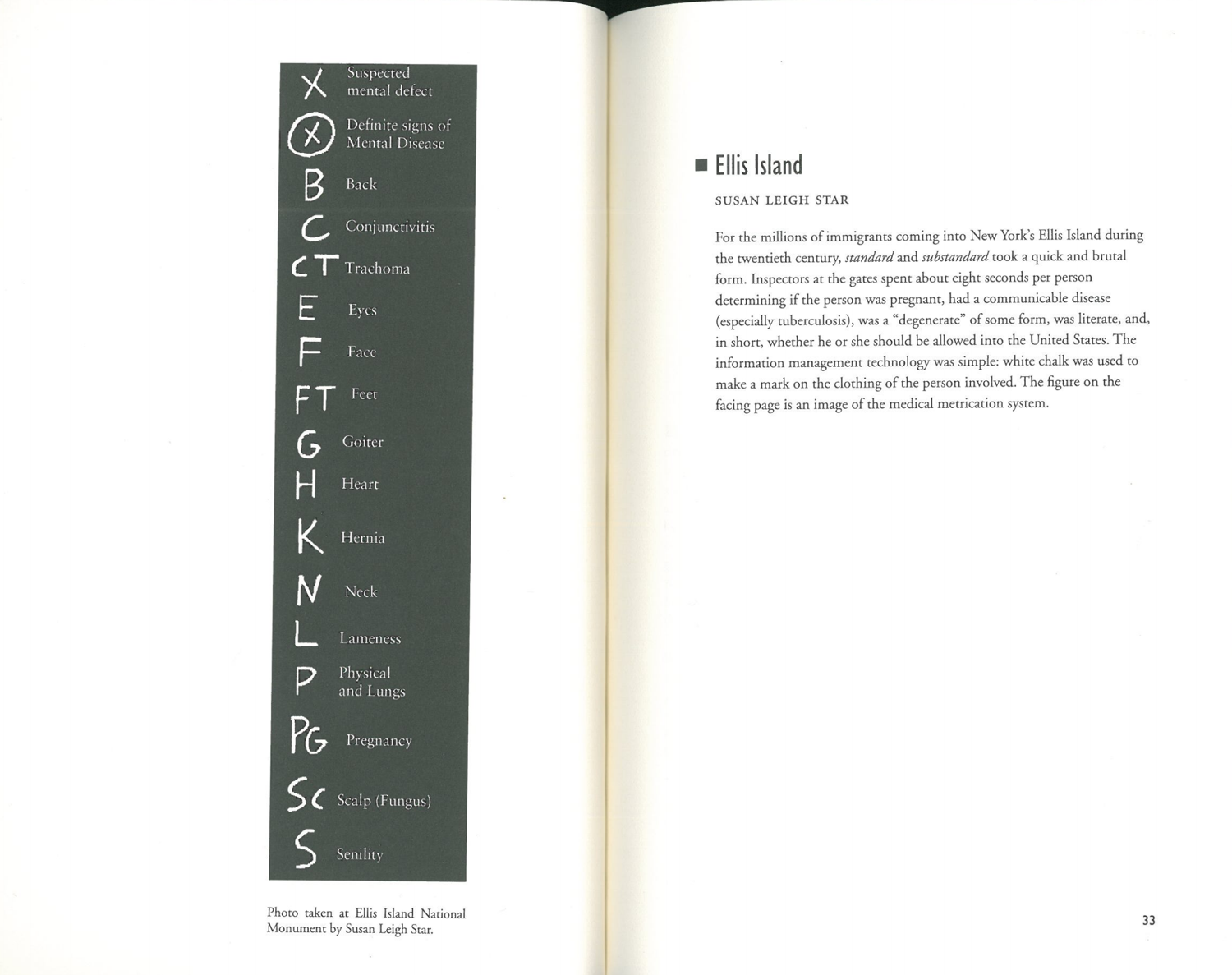 Ellis Island -- image of page from Standards and their Stories