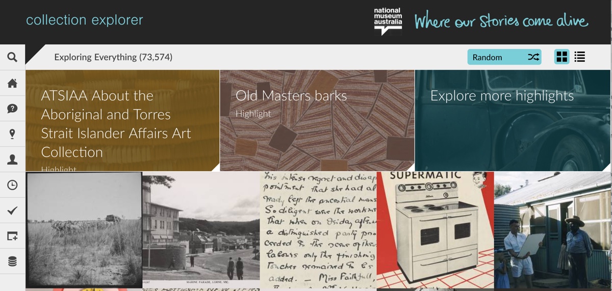 Screen capture from NMA collection search